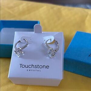 Touchstone Crystal Silver and White Sparkle Earrings